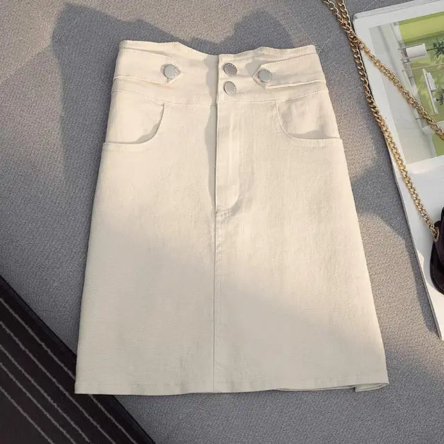 Spring Summer White Black Denim Mini Skirt Women Fashion High Waist A-line Short Skirt Korean Style Y2k Harajuku Jeans Skirts