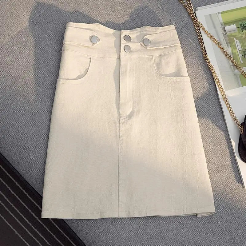 Spring Summer White Black Denim Mini Skirt Women Fashion High Waist A-line Short Skirt Korean Style Y2k Harajuku Jeans Skirts