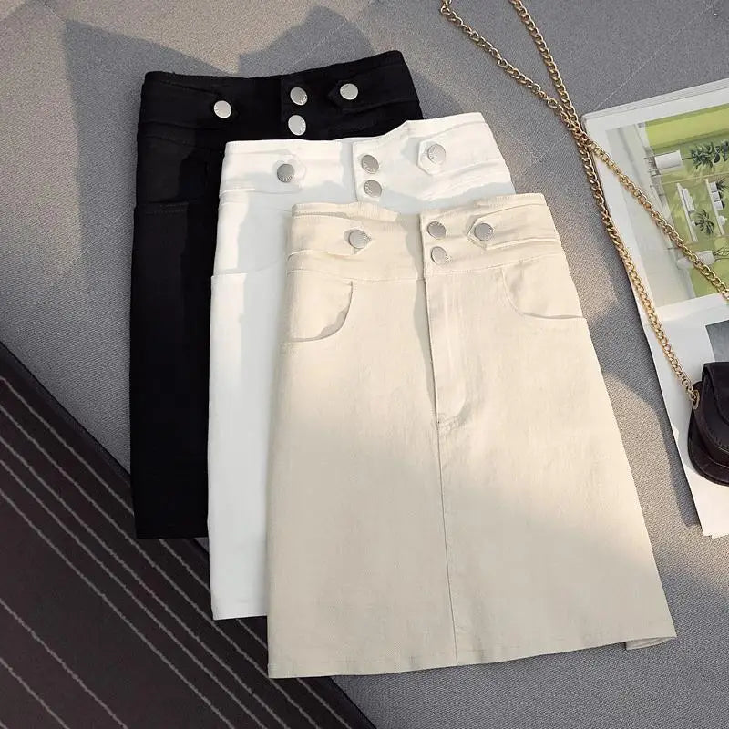 Spring Summer White Black Denim Mini Skirt Women Fashion High Waist A-line Short Skirt Korean Style Y2k Harajuku Jeans Skirts