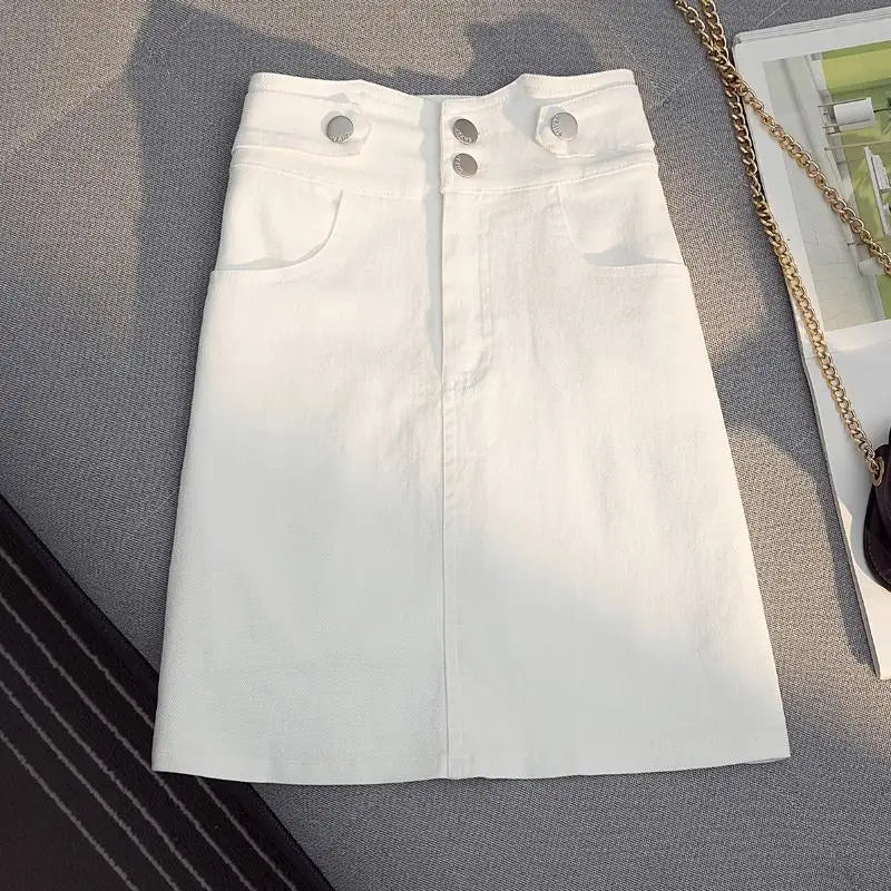 Spring Summer White Black Denim Mini Skirt Women Fashion High Waist A-line Short Skirt Korean Style Y2k Harajuku Jeans Skirts