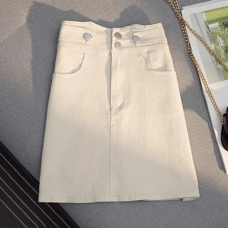 Spring Summer White Black Denim Mini Skirt Women Fashion High Waist A-line Short Skirt Korean Style Y2k Harajuku Jeans Skirts
