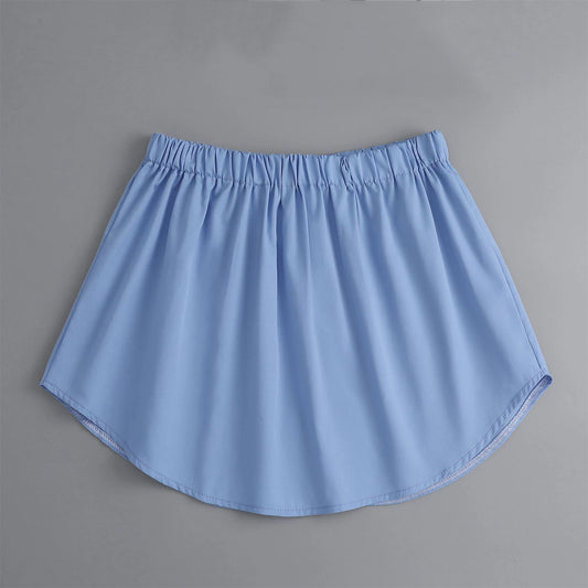 Women Blue Detachable Underskirt Shirt Extenders Layering Irregular Fake Top Blouse Tail Hem Elastic Waist Adjustable Mini Skirt